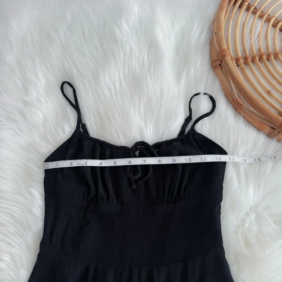 Aritzia Wilfred Bellow Mini Dress Black Front Tie Sleeveless Babydoll - Picture 12 of 13